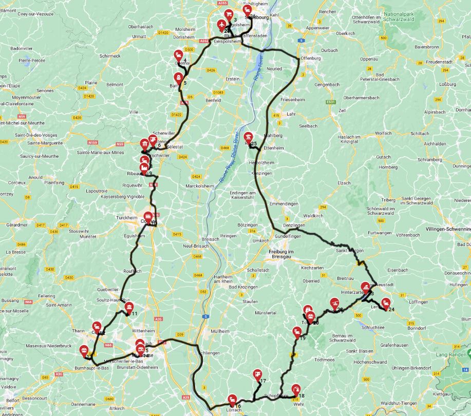Map for Strasburg Round Trip - Enchanting Alsatian Escape